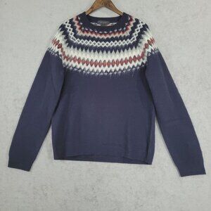 The Mens Store Bloomingdales Fair Isle 100% Wool Sweater Size L